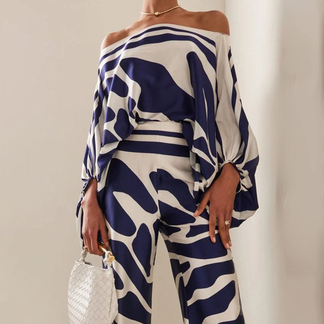 Wenda Co-ord Set | Satin Two-Piece Blouse & Pants Set