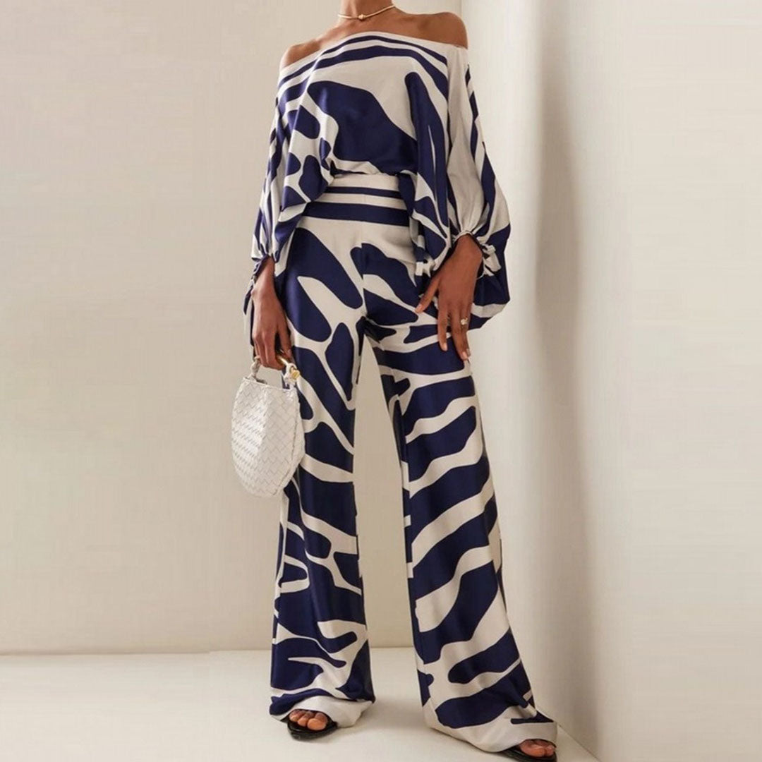 Wenda Co-ord Set | Satin Two-Piece Blouse & Pants Set