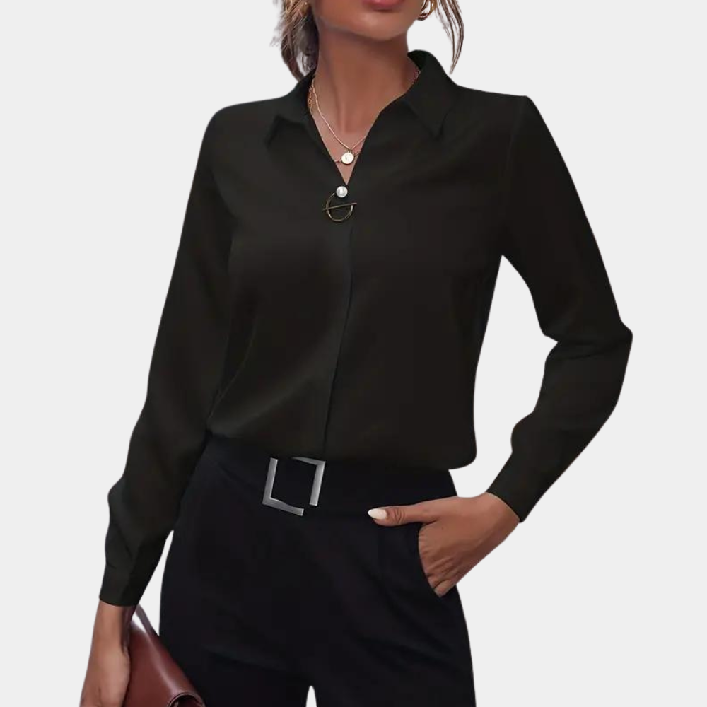 Alora Blouse | Women’s Elegant Solid Color Professional Blouse with Tailored Fit
