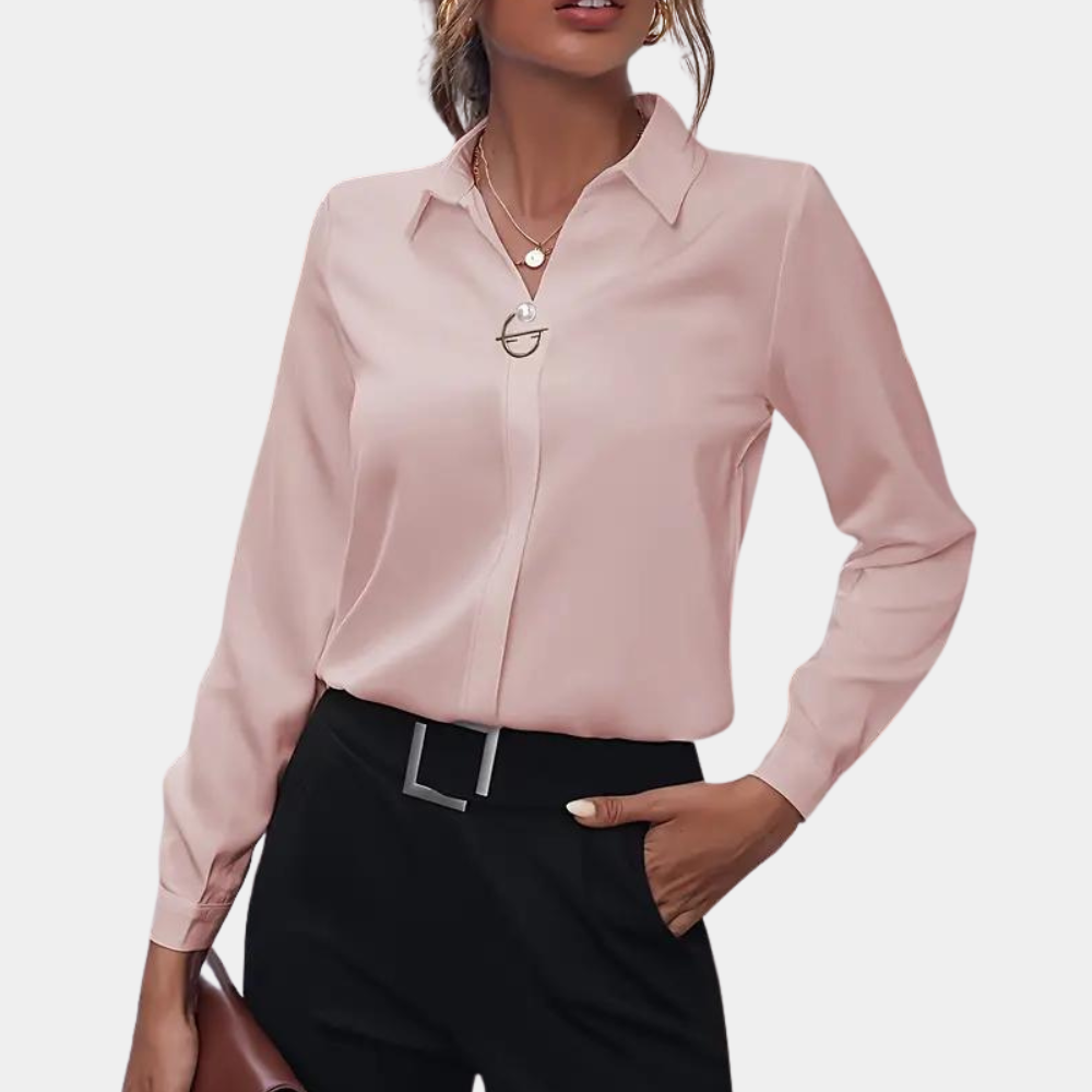 Alora Blouse | Women’s Elegant Solid Color Professional Blouse with Tailored Fit