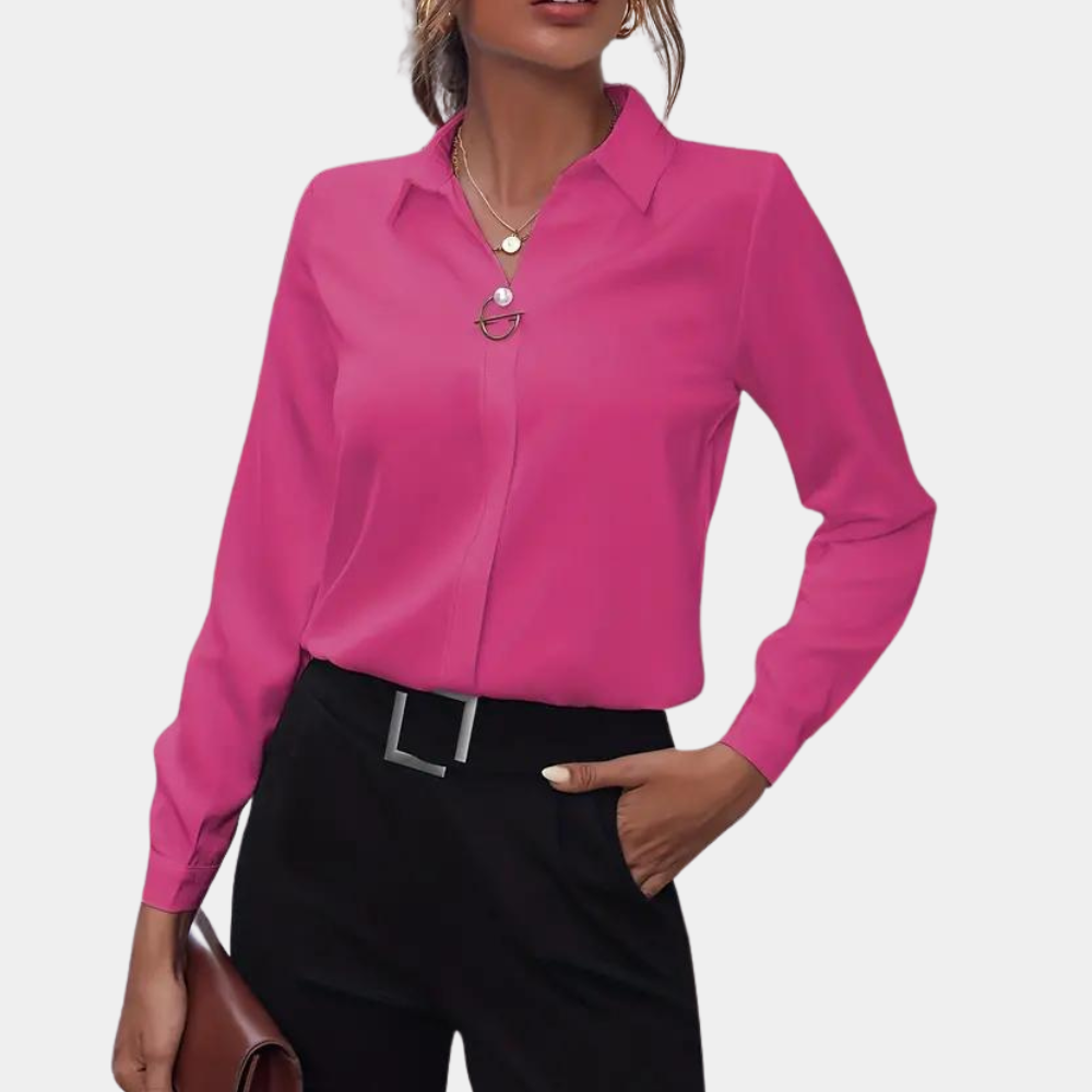 Alora Blouse | Women’s Elegant Solid Color Professional Blouse with Tailored Fit