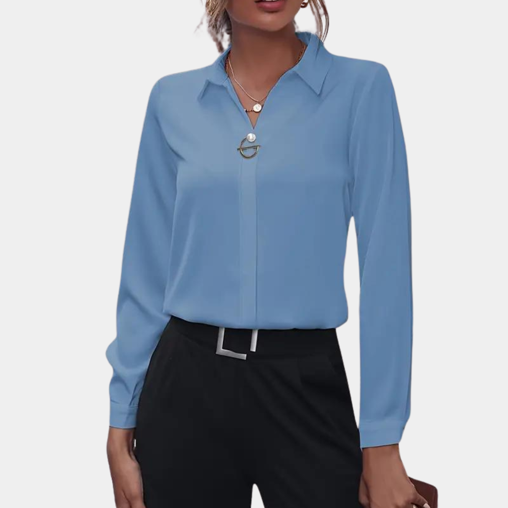 Alora Blouse | Women’s Elegant Solid Color Professional Blouse with Tailored Fit