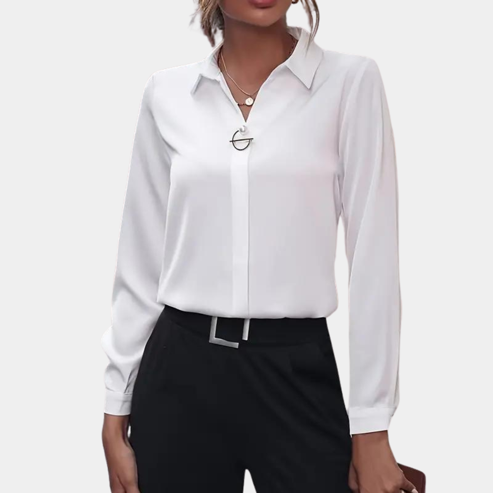 Alora Blouse | Women’s Elegant Solid Color Professional Blouse with Tailored Fit