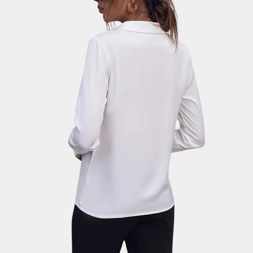 Alora Blouse | Women’s Elegant Solid Color Professional Blouse with Tailored Fit