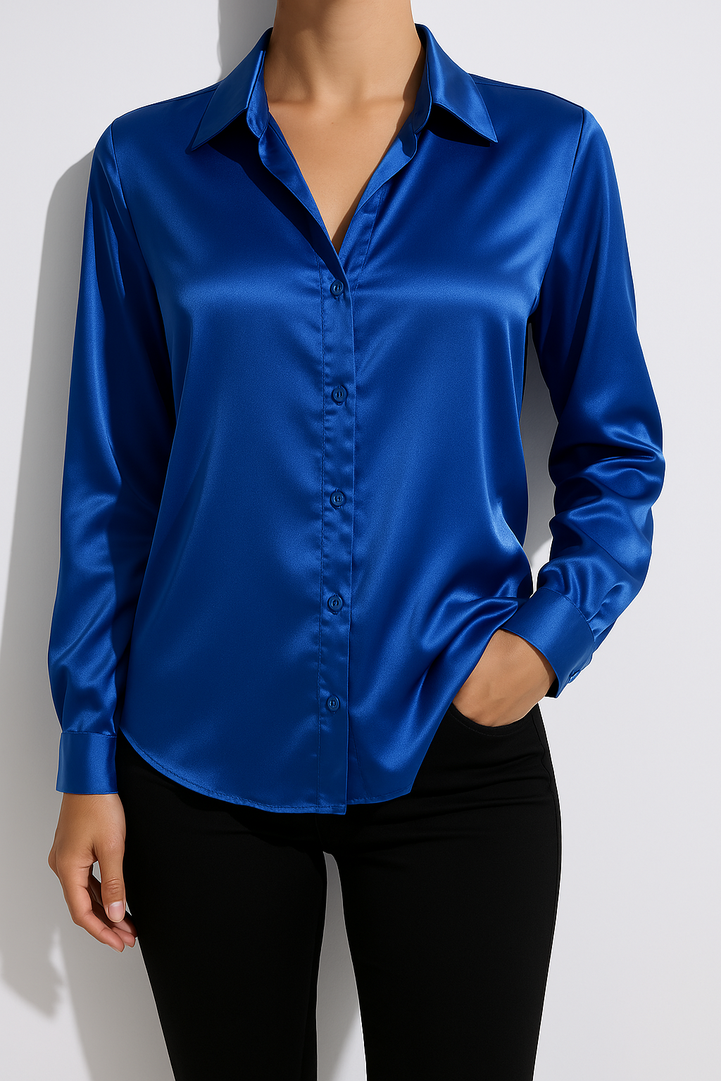 Xalia Blouse | Elegant Satin Button-Up Blouse for Women