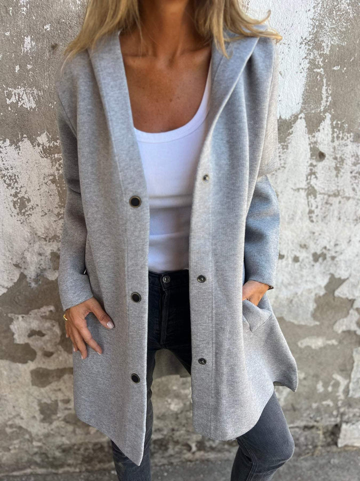 Nileema Coat | Women's Autumn Long Hooded Button-Up Coat