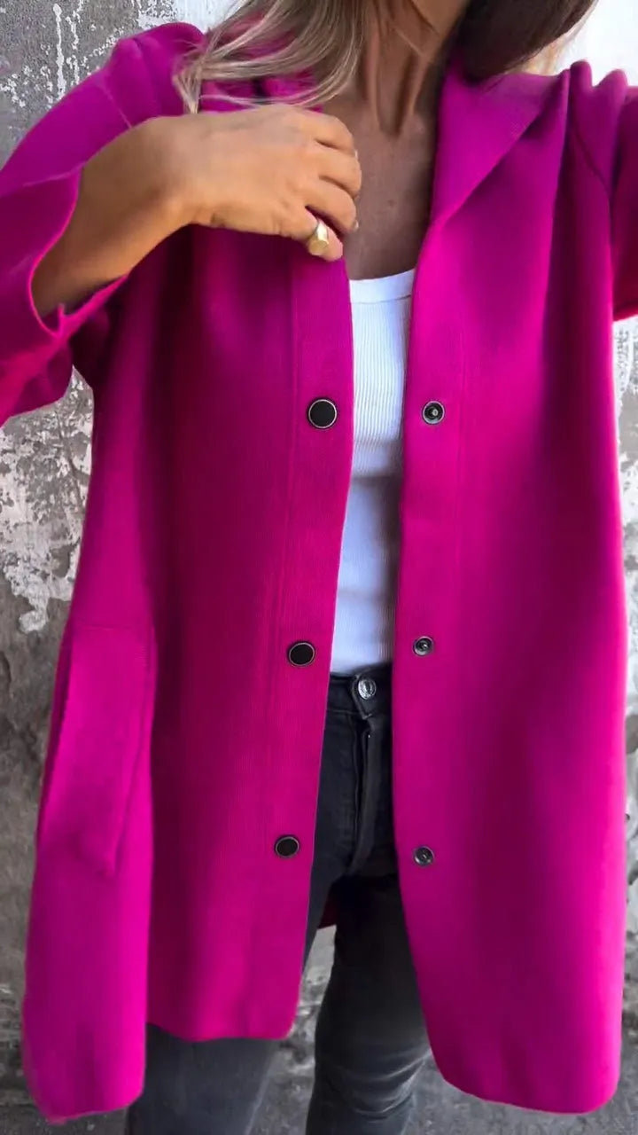 Nileema Coat | Women's Autumn Long Hooded Button-Up Coat