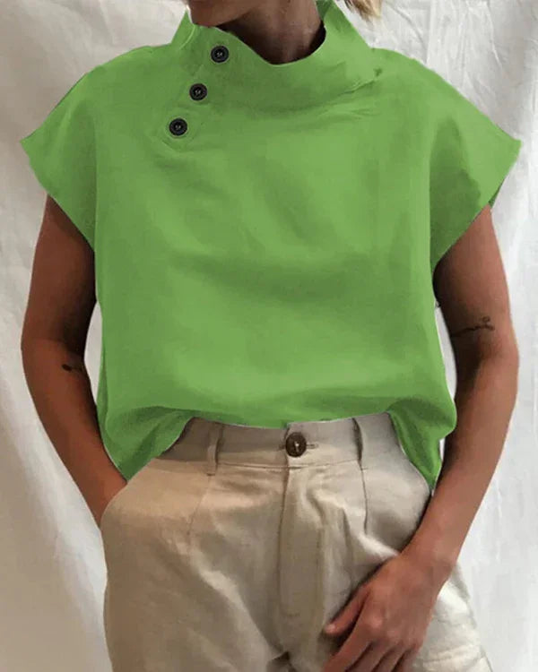 Ulanda Top | Short-Sleeve High-Neck Women’s Top