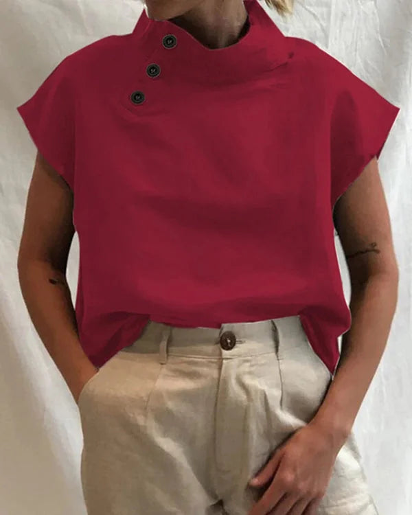 Ulanda Top | Short-Sleeve High-Neck Women’s Top