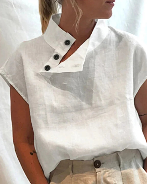 Ulanda Top | Short-Sleeve High-Neck Women’s Top