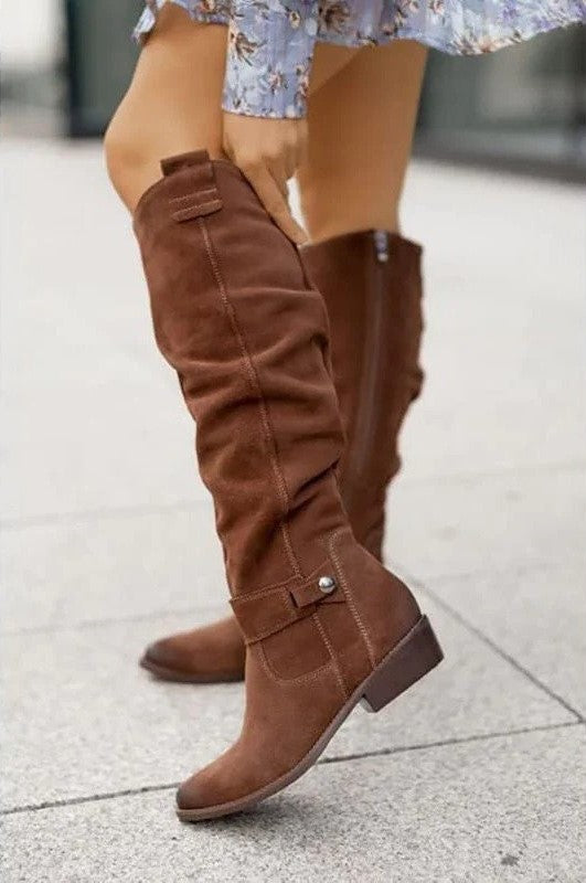 Andrea Boots | Suede Over-The-Knee Flat Boots