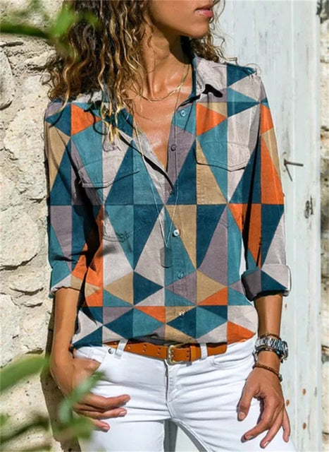Delysia Blouse | Lightweight Autumn Blouse with V-Neck and Breezy Fit