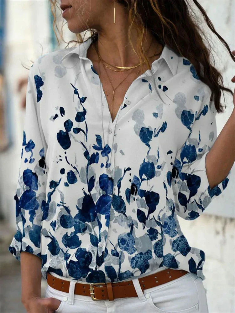 Delysia Blouse | Lightweight Autumn Blouse with V-Neck and Breezy Fit