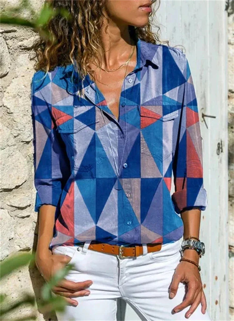 Delysia Blouse | Lightweight Autumn Blouse with V-Neck and Breezy Fit
