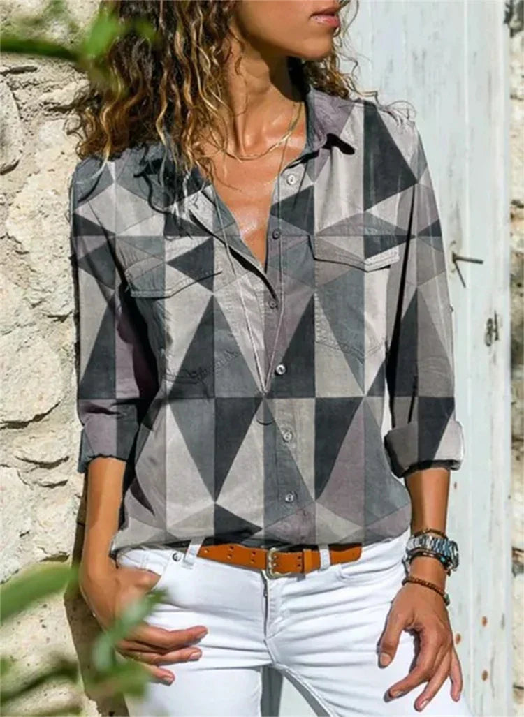 Delysia Blouse | Lightweight Autumn Blouse with V-Neck and Breezy Fit