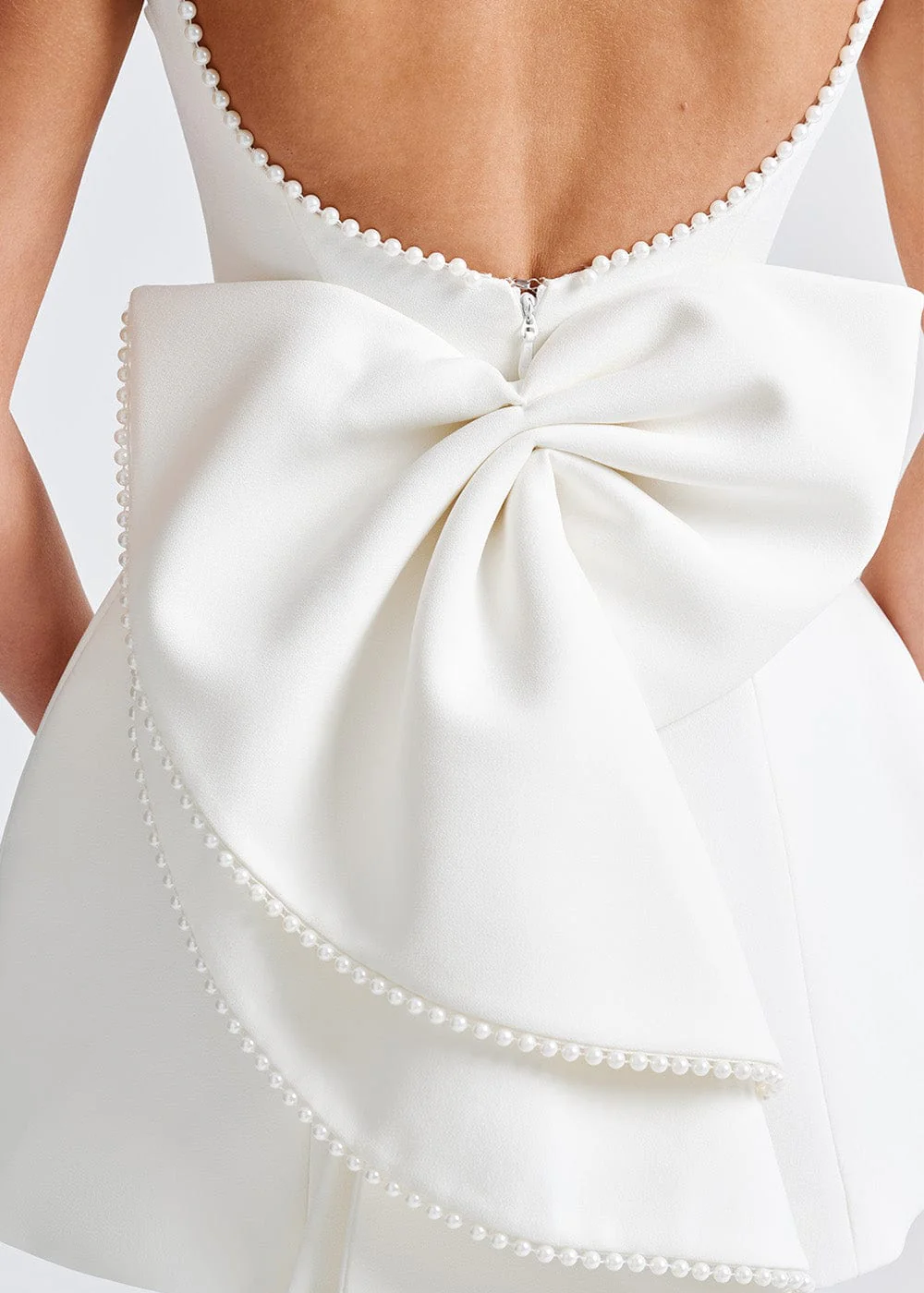Calenya Mini Dress | Sleeveless White Structured A-Line Dress with High Neck