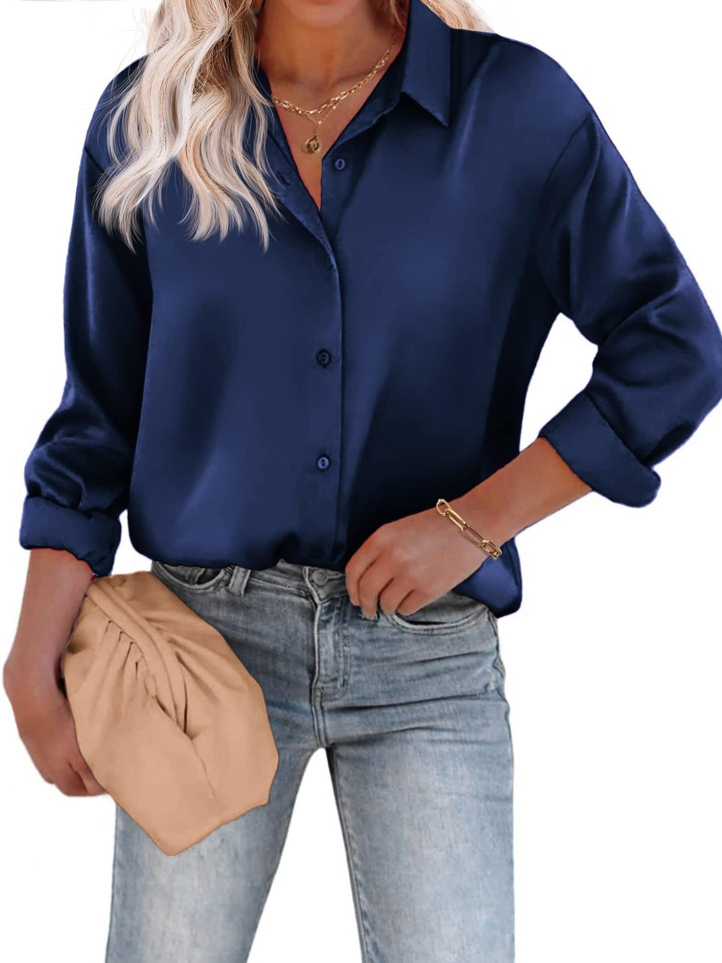 Bay Blouse | Women’s Long Sleeve Blouse with Classic Collar and Flowy Fit