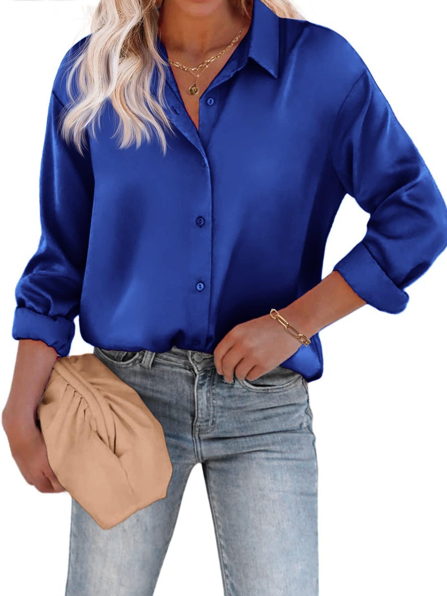 Bay Blouse | Women’s Long Sleeve Blouse with Classic Collar and Flowy Fit