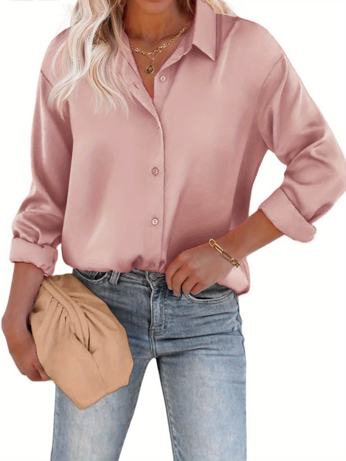 Bay Blouse | Women’s Long Sleeve Blouse with Classic Collar and Flowy Fit
