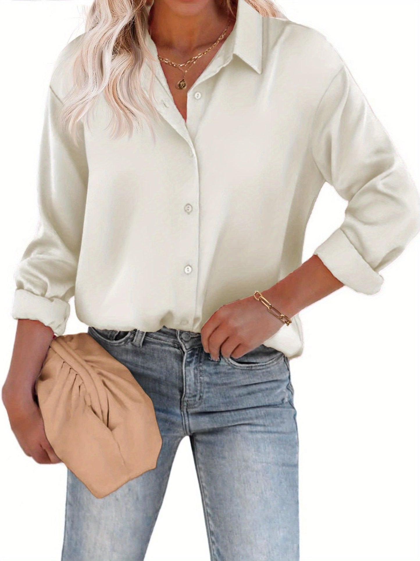 Bay Blouse | Women’s Long Sleeve Blouse with Classic Collar and Flowy Fit