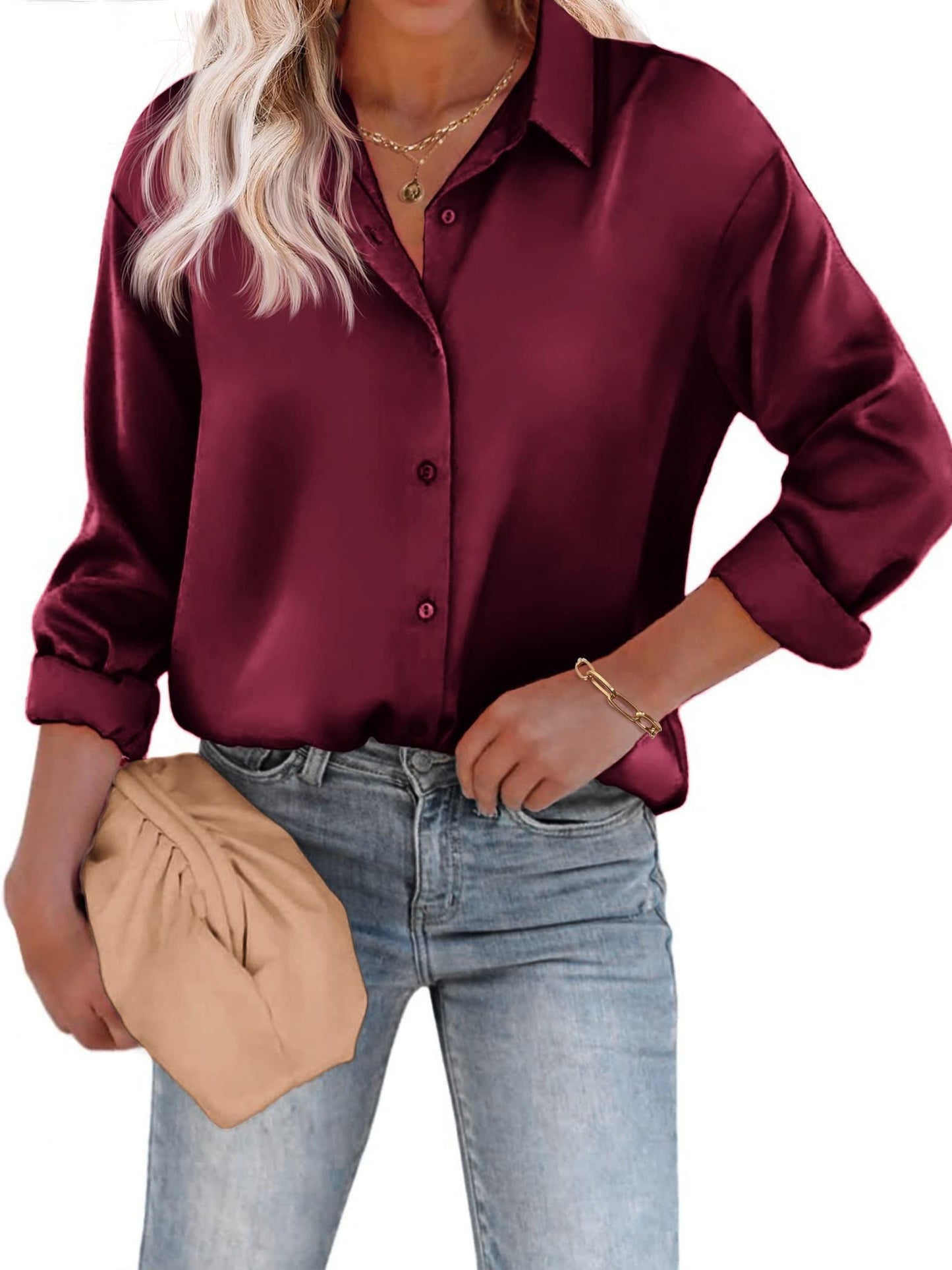 Bay Blouse | Women’s Long Sleeve Blouse with Classic Collar and Flowy Fit