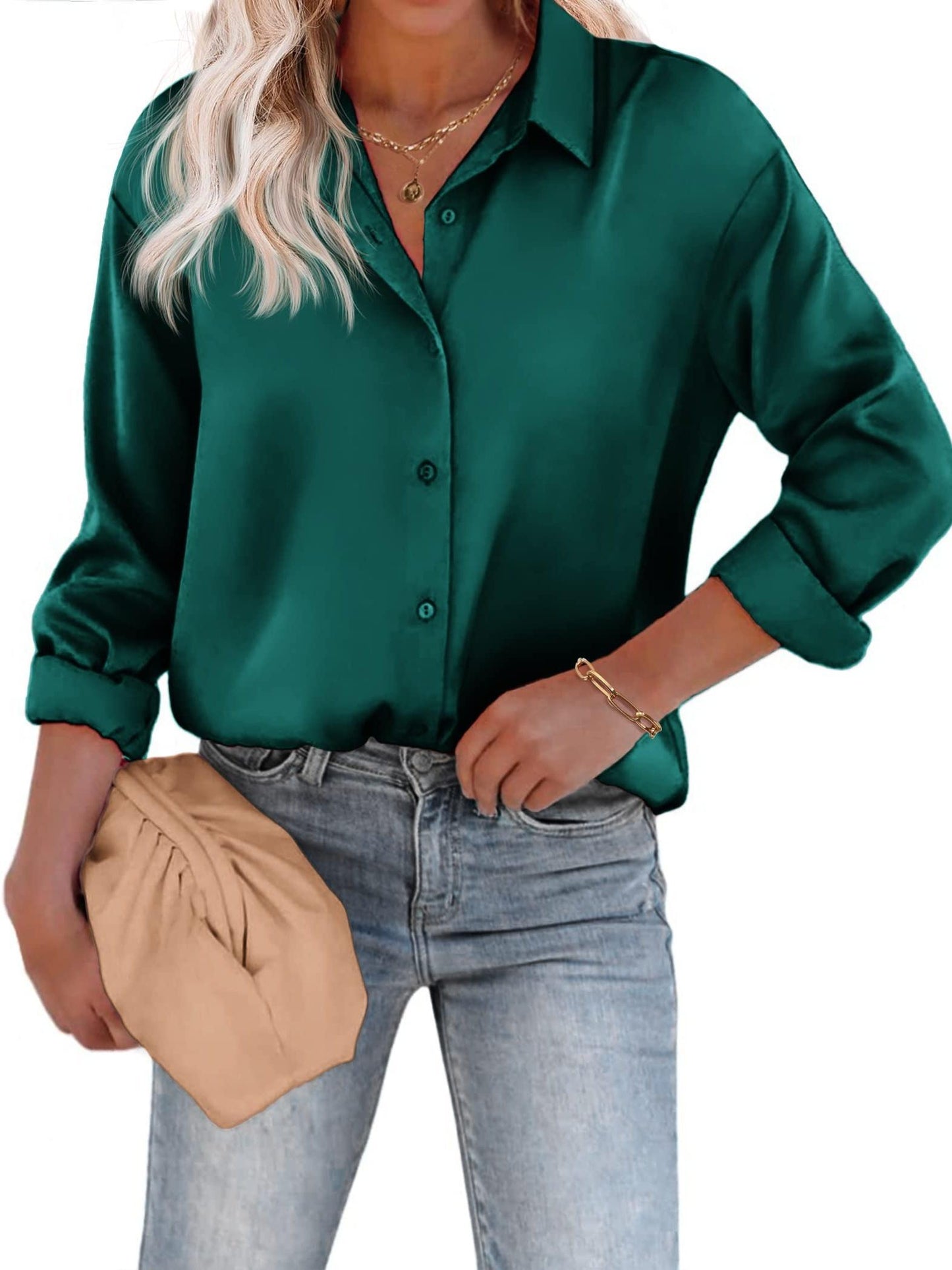 Bay Blouse | Women’s Long Sleeve Blouse with Classic Collar and Flowy Fit