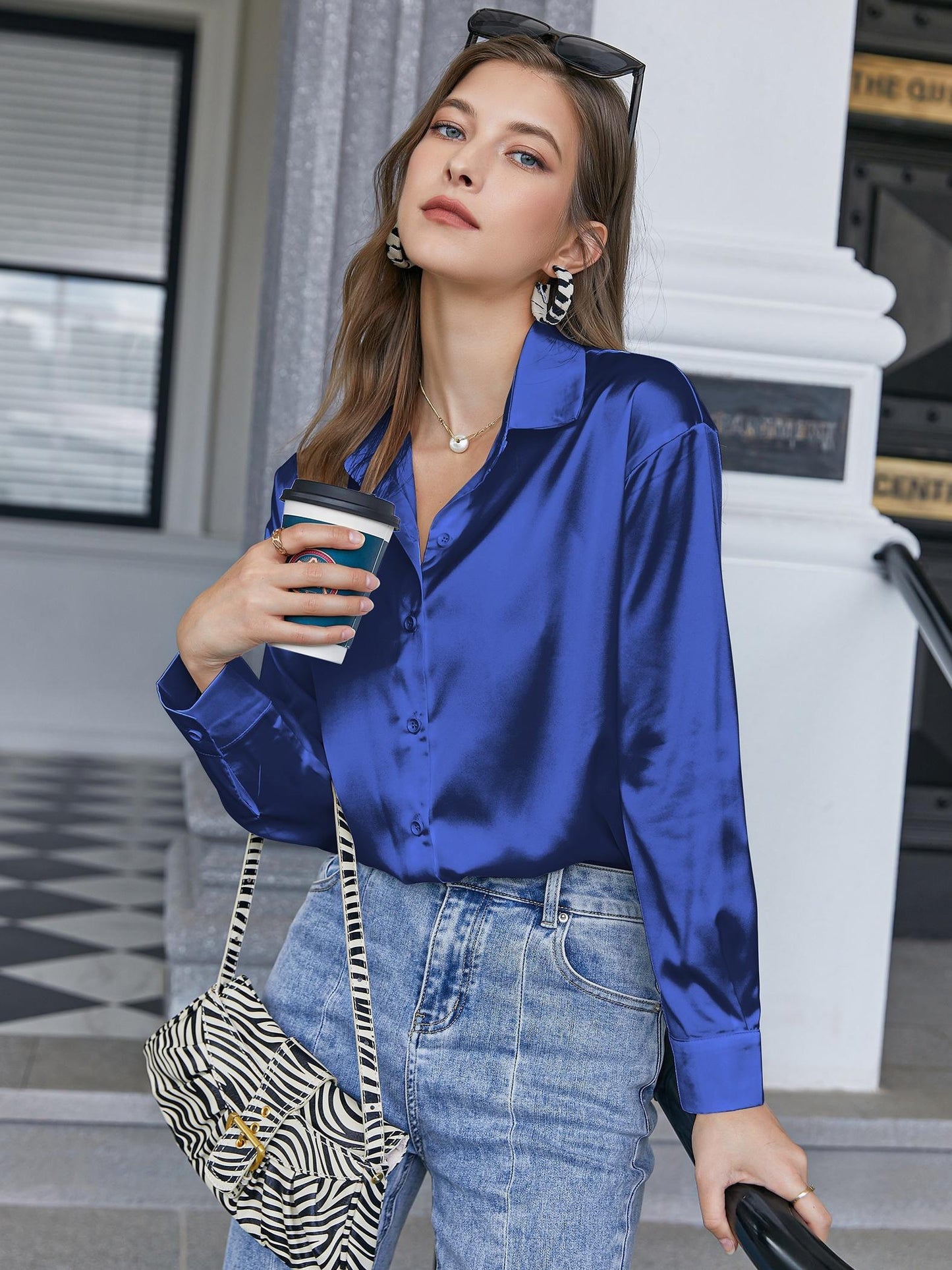 Bay Blouse | Women’s Long Sleeve Blouse with Classic Collar and Flowy Fit