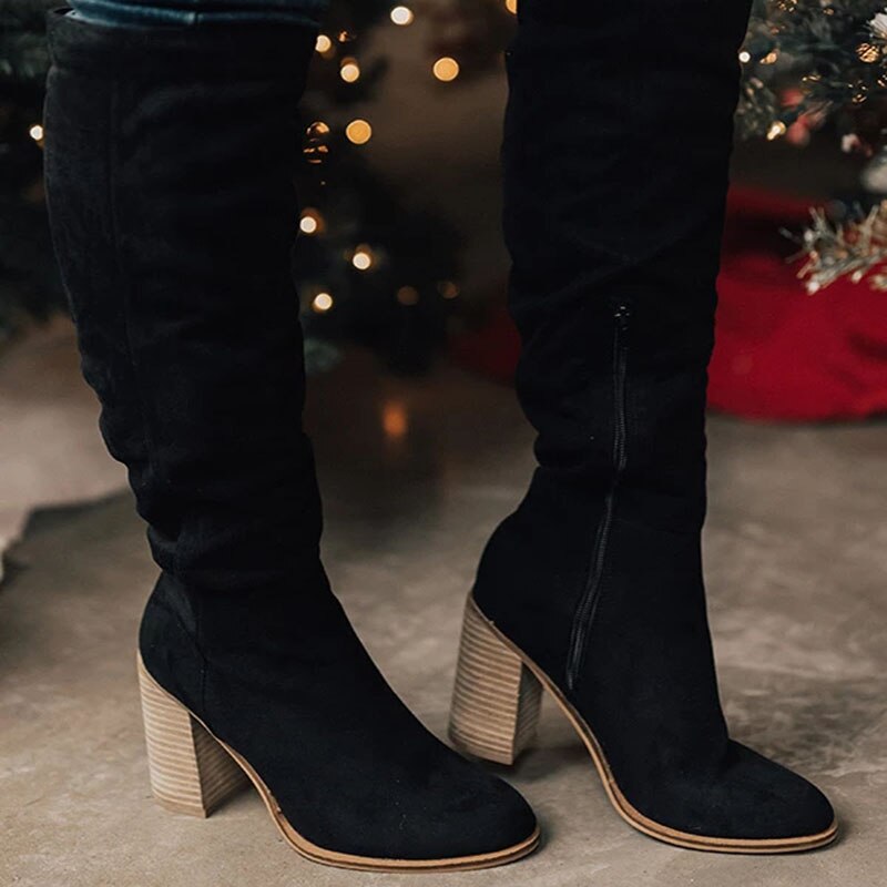 Kaia Boots | High-Heeled Knee-High Suede Elegant