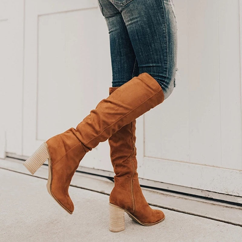 Kaia Boots | High-Heeled Knee-High Suede Elegant