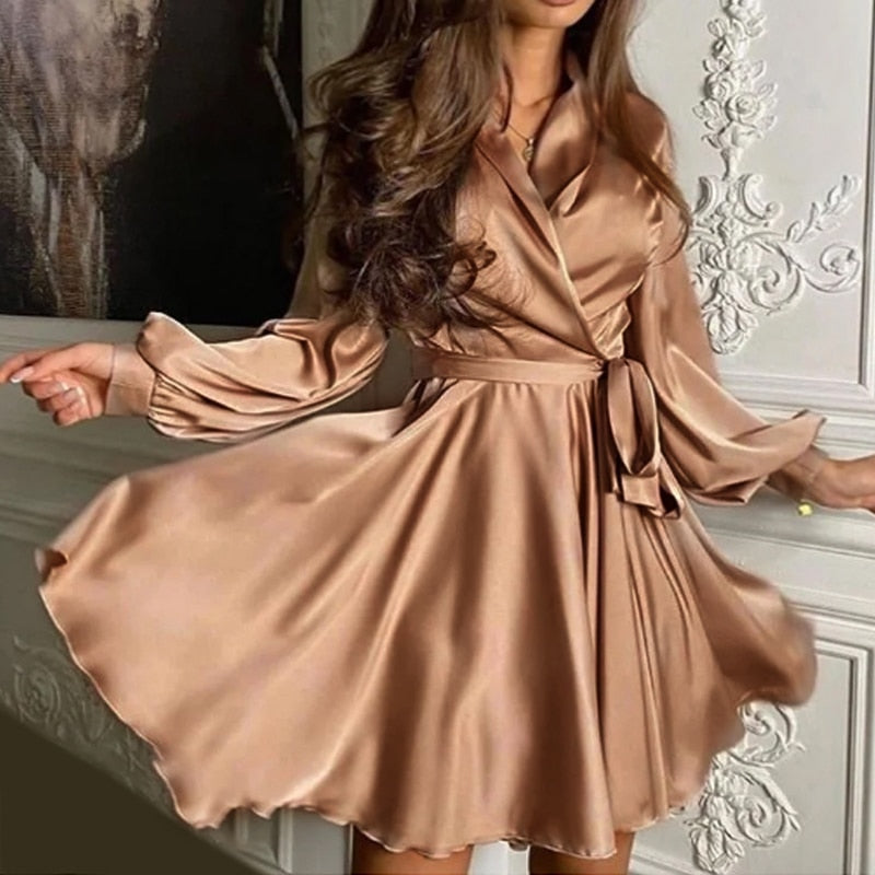 Victoria Dress | Elegant Satin Midi Dress