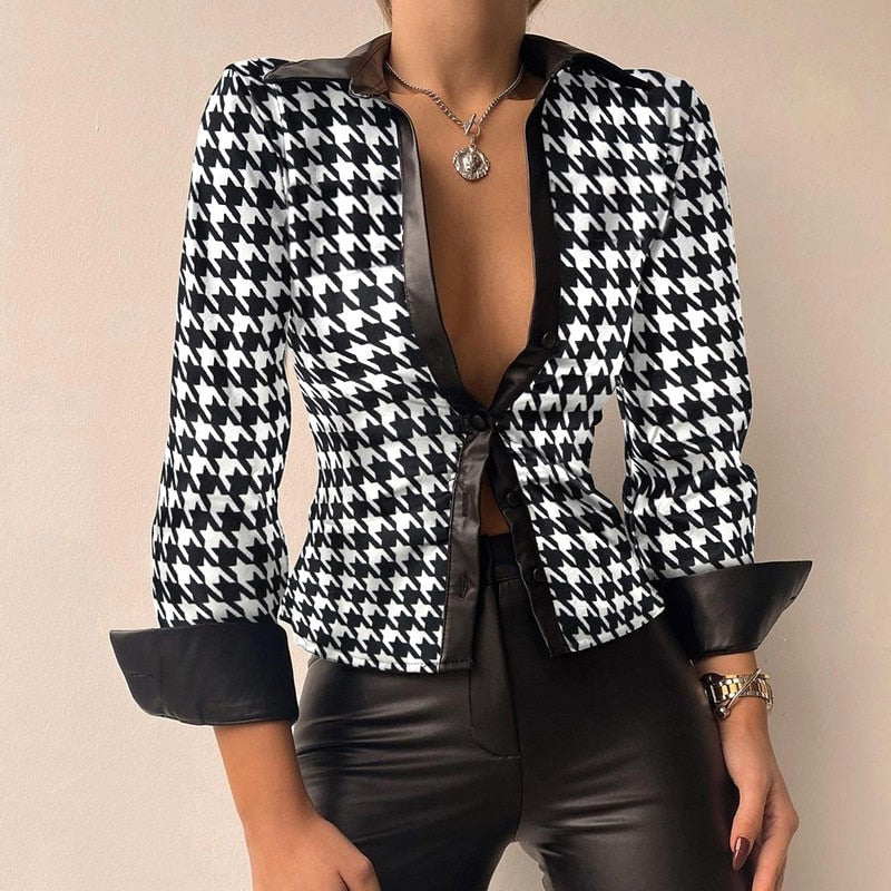 Lacey Blouse | Patchwork V-Neck Chic Style