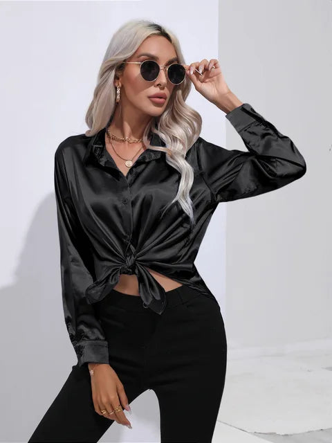 Gianella Blouse | Elegant Satin Long Sleeve Blouse