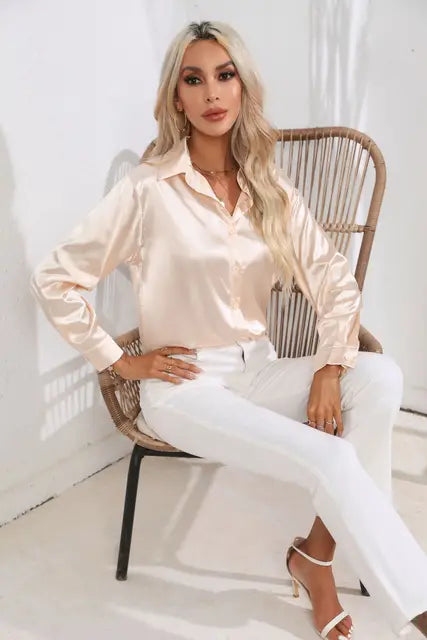 Gianella Blouse | Elegant Satin Long Sleeve Blouse