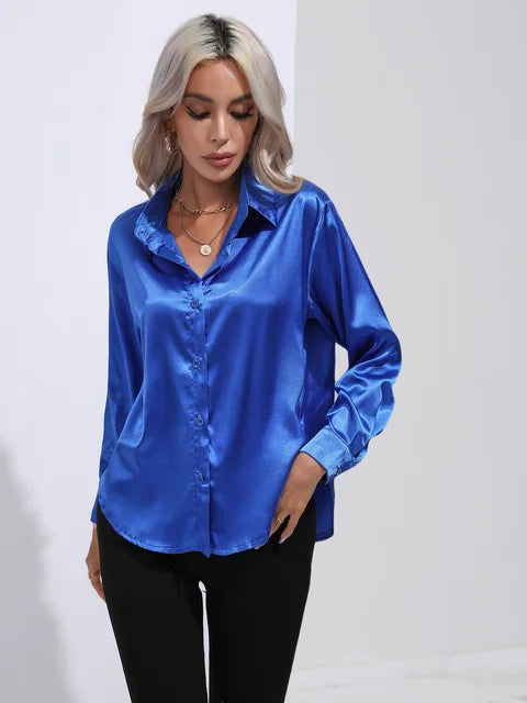 Xalia Blouse | Elegant Satin Button-Up Blouse for Women