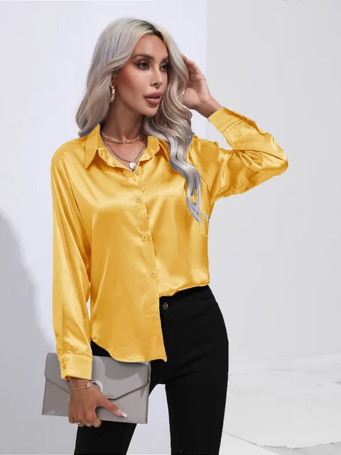 Xalia Blouse | Elegant Satin Button-Up Blouse for Women