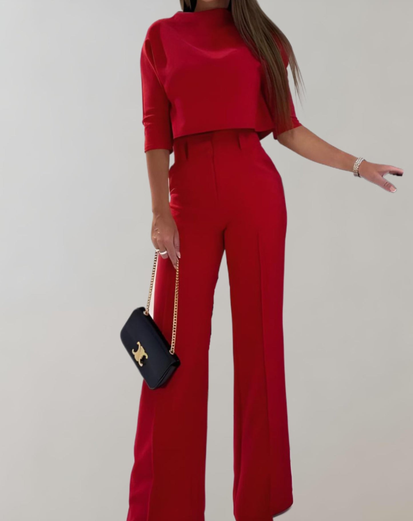 Udelia Set | Two-Piece Wide-Leg Pants & 3/4 Sleeve Top