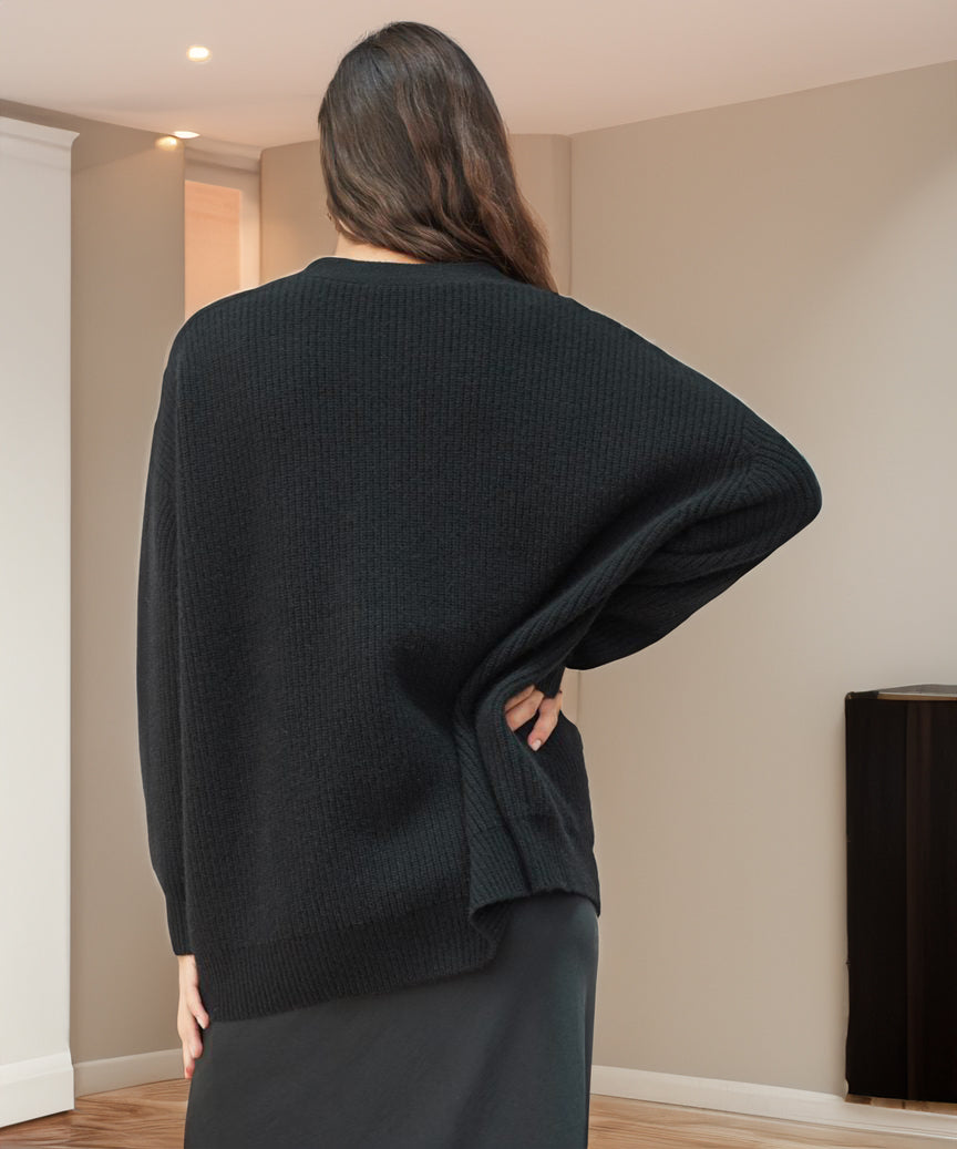 Qamaria Cardigan | Women's Autumn Oversized Button Cardigan with Ribbed Knit