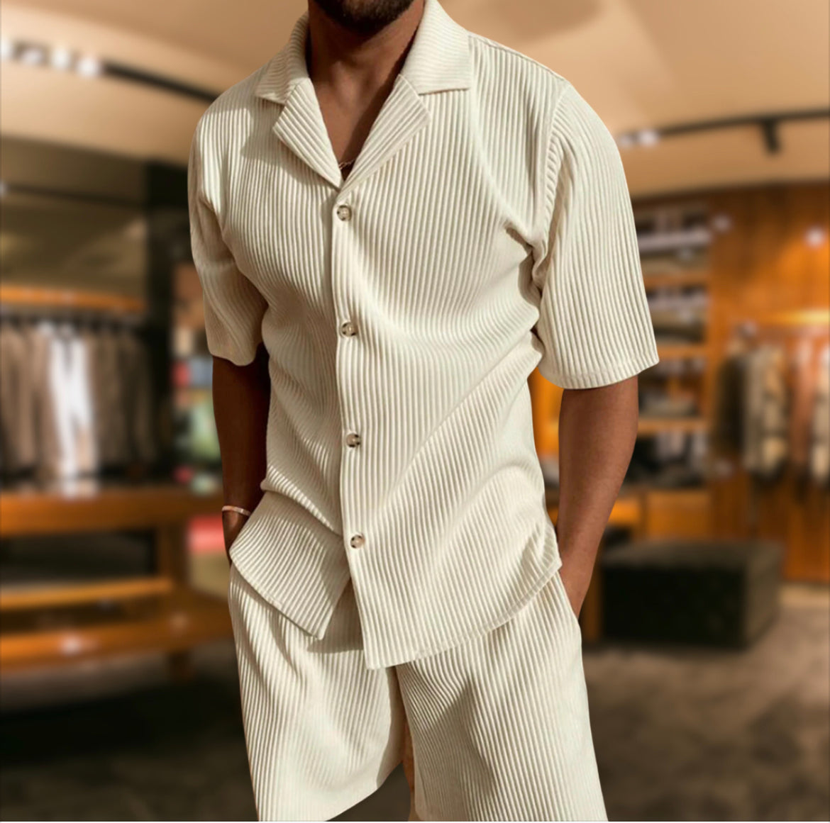Brandon Set | Men’s Summer Set with Short Sleeve Shirt and Matching Shorts