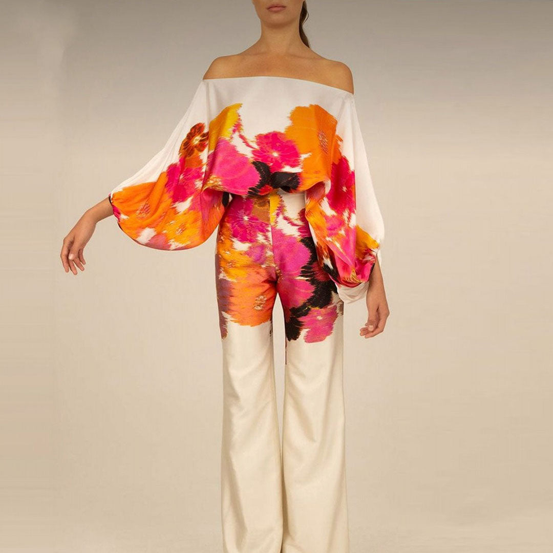 Wenda Co-ord Set | Satin Two-Piece Blouse & Pants Set