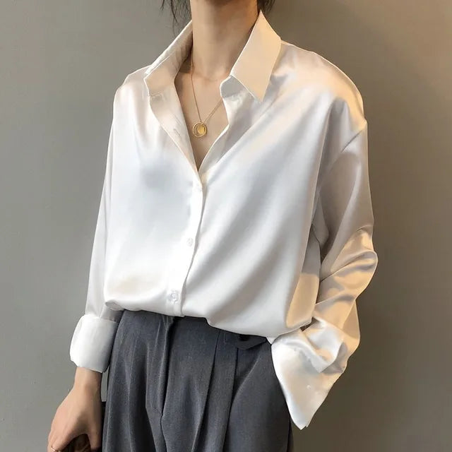Zoe Satin Blouse | Women’s Elegant Loose-Fit Satin Blouse with Soft Sheen