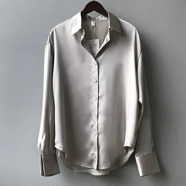 Zoe Satin Blouse | Women’s Elegant Loose-Fit Satin Blouse with Soft Sheen