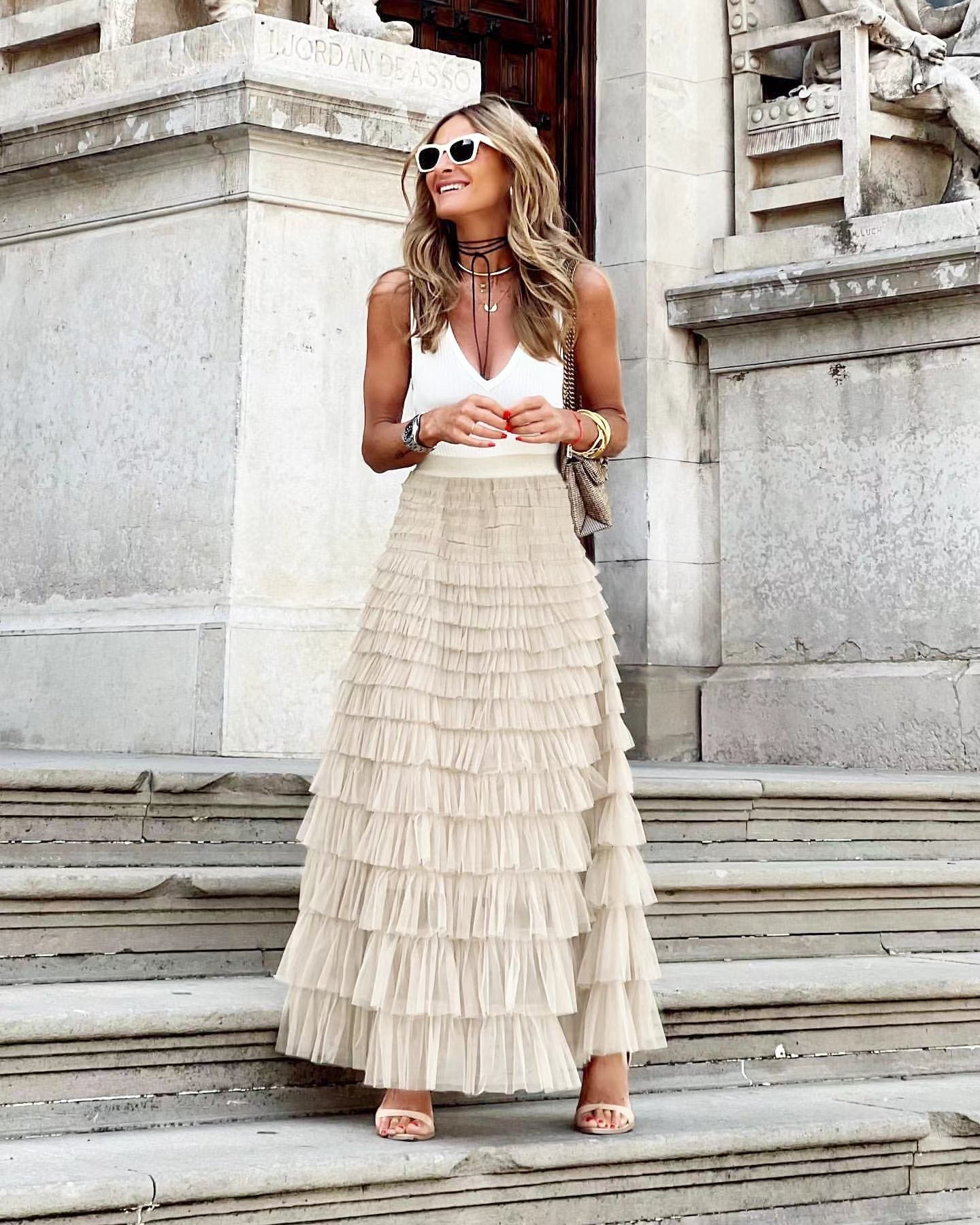 Zella Tulle Skirt | Women’s Layered Flowy Tulle Skirt with Elastic Waist
