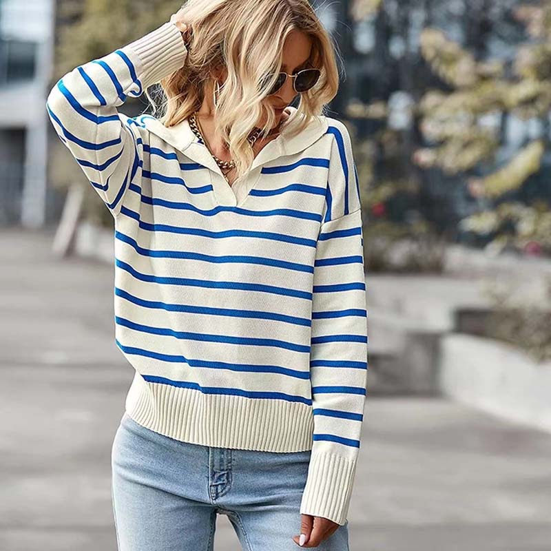 Orla Jumper | Women's Winter Collared Striped Knitted Jumper