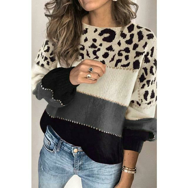 Nyala Jumper | Women's Autumn Leopard Patchwork Knit Jumper