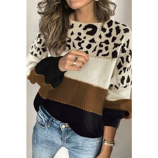 Nyala Jumper | Women's Autumn Leopard Patchwork Knit Jumper