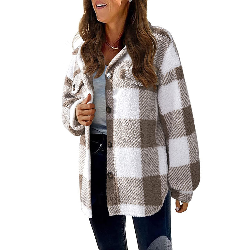 Ozella Coat | Women's Winter Casual Warm Checked Coat