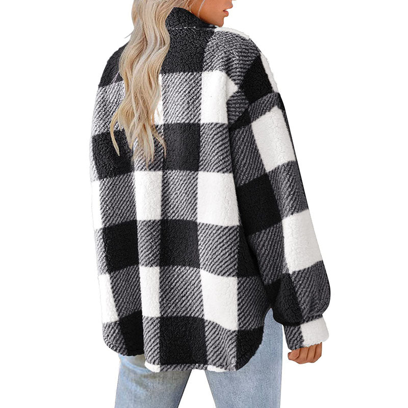 Ozella Coat | Women's Winter Casual Warm Checked Coat