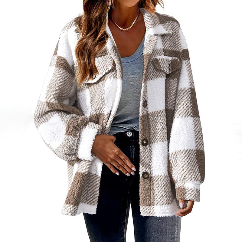 Ozella Coat | Women's Winter Casual Warm Checked Coat