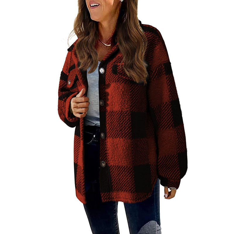 Ozella Coat | Women's Winter Casual Warm Checked Coat