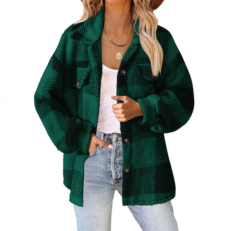 Ozella Coat | Women's Winter Casual Warm Checked Coat